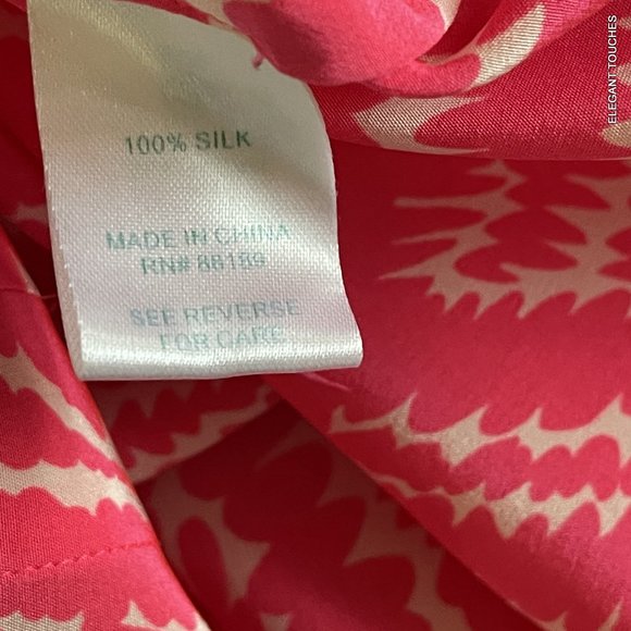 Lilly Pulitzer Moxy 100% Silk Blouse S Pink White Top Show Your Stripes 48607 - Picture 7 of 11
